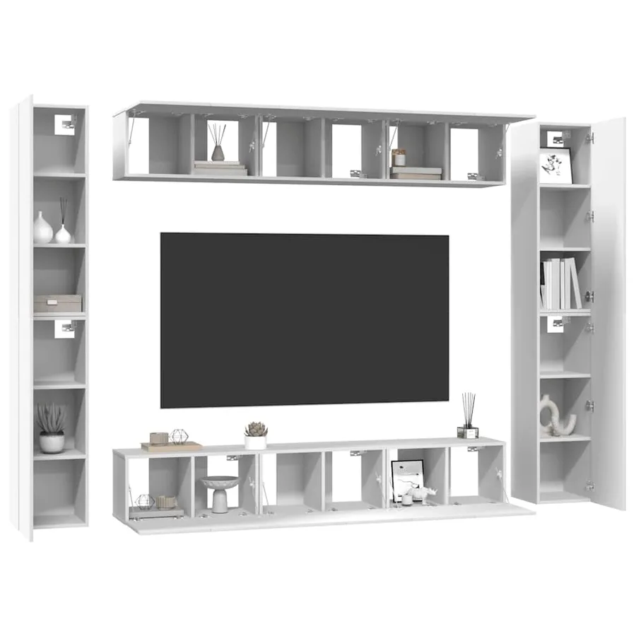 Ensemble de meubles TV 10 pcs Blanc Bois d'ingénierie - 3