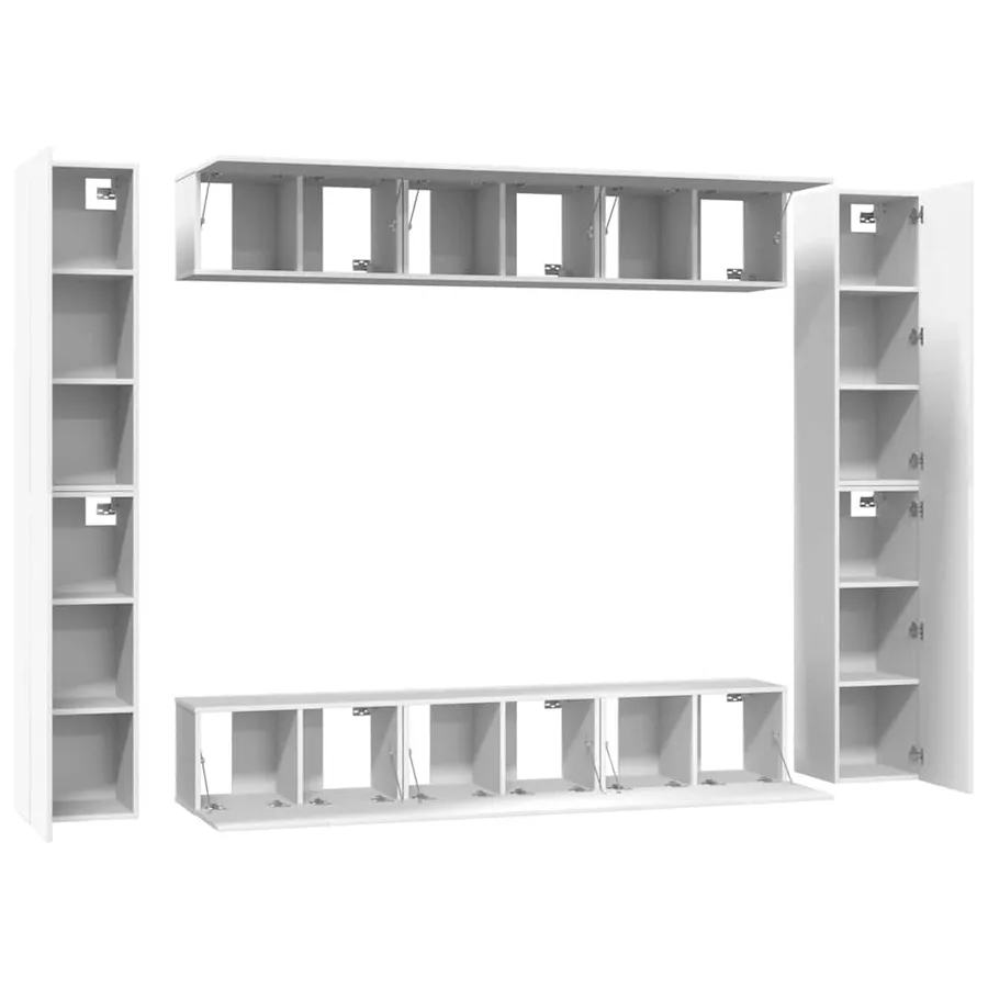 Ensemble de meubles TV 10 pcs Blanc Bois d'ingénierie - 6