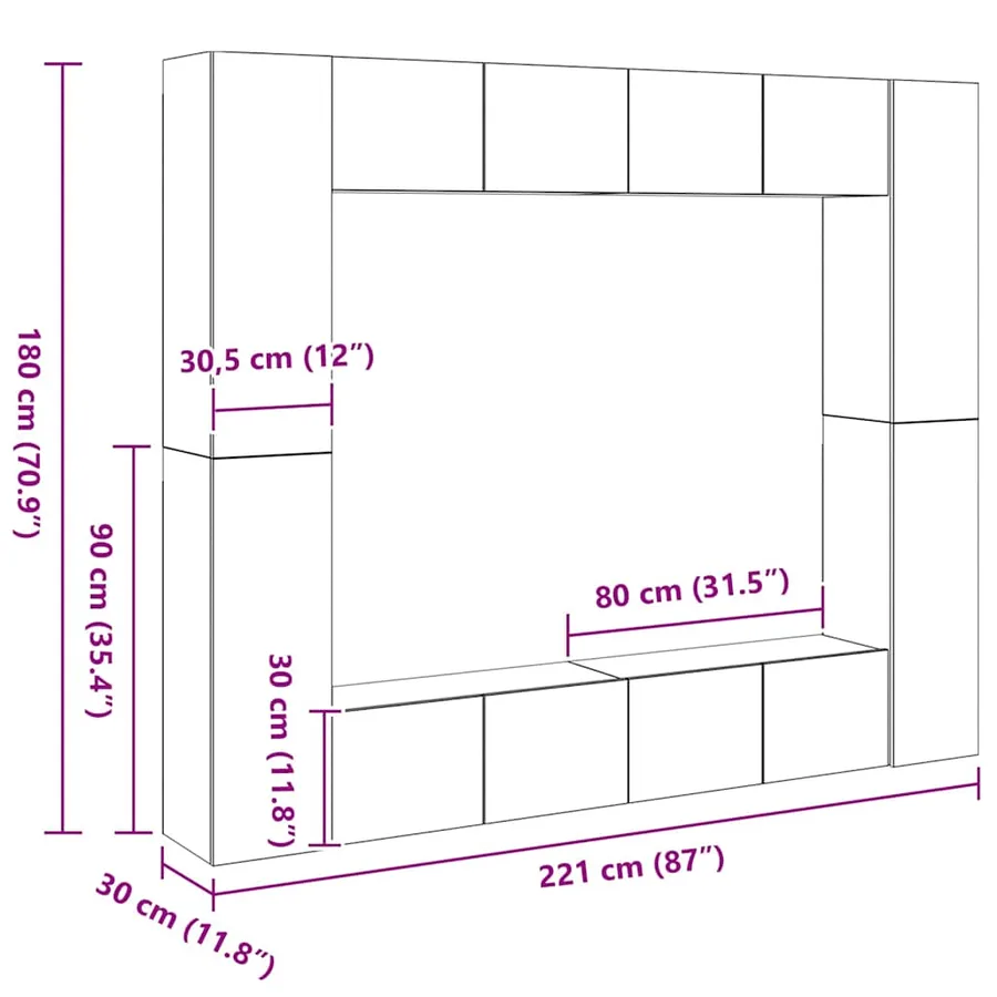 Ensemble de meubles TV 8 pcs Blanc Bois d'ingénierie - 13