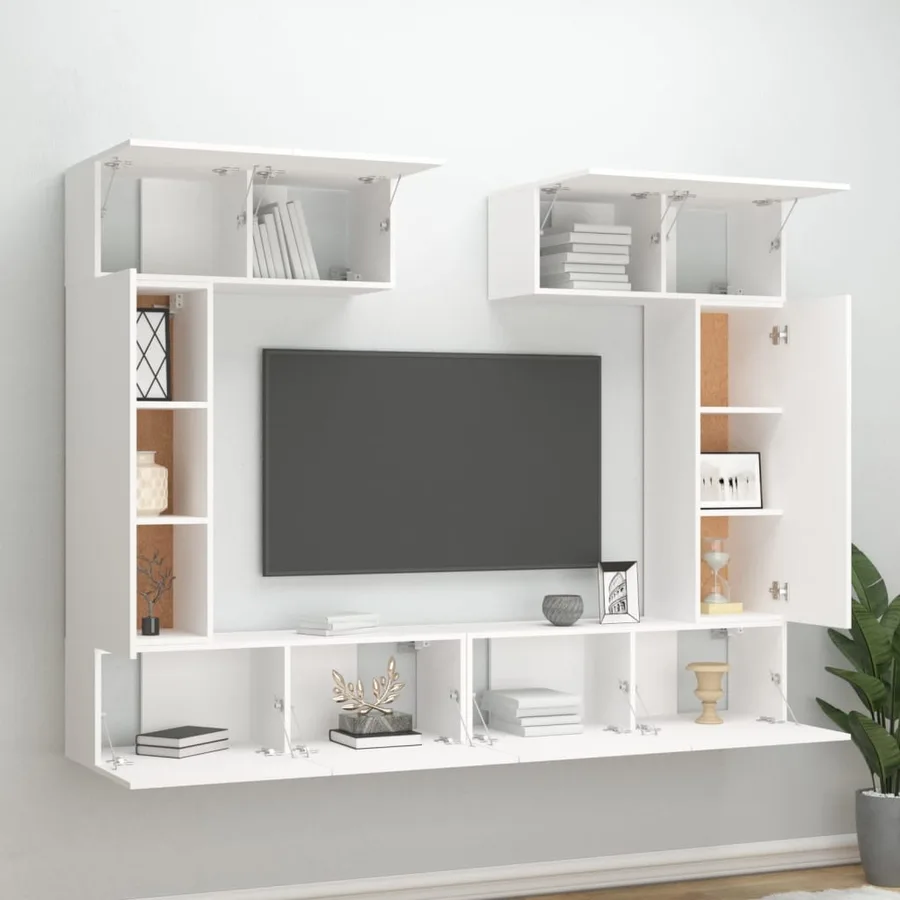 Ensemble de meubles TV 6 pcs Blanc Bois d'ingénierie - 3