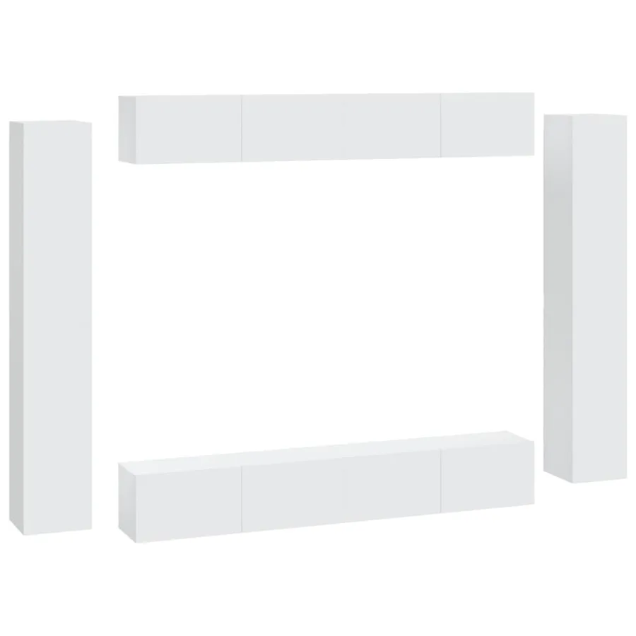 Ensemble de meubles TV 8 pcs Blanc Bois d'ingénierie - 2