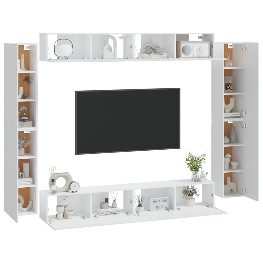 Ensemble de meubles TV 8 pcs Blanc Bois d'ingénierie - 3