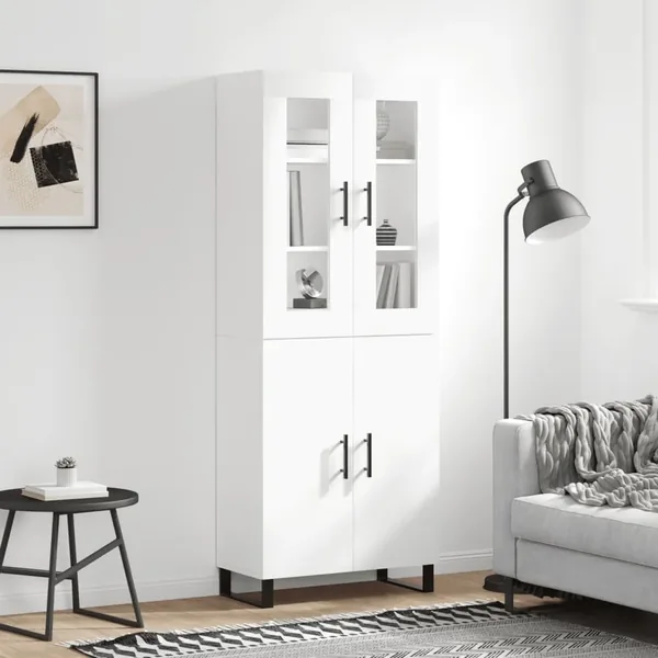 Buffet haut Blanc 69,5x34x180 cm Bois d'ingénierie