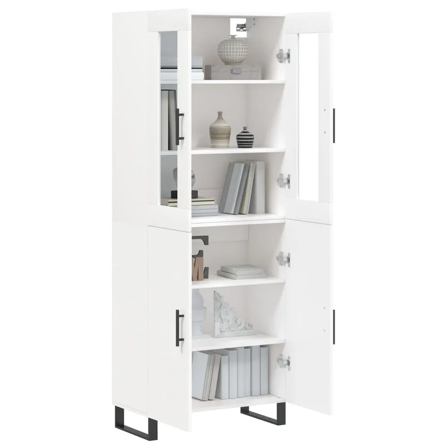 Buffet haut Blanc 69,5x34x180 cm Bois d'ingénierie - 3