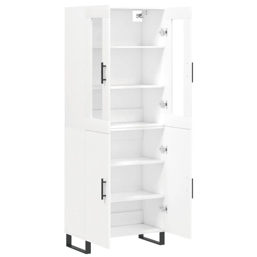 Buffet haut Blanc 69,5x34x180 cm Bois d'ingénierie - 4