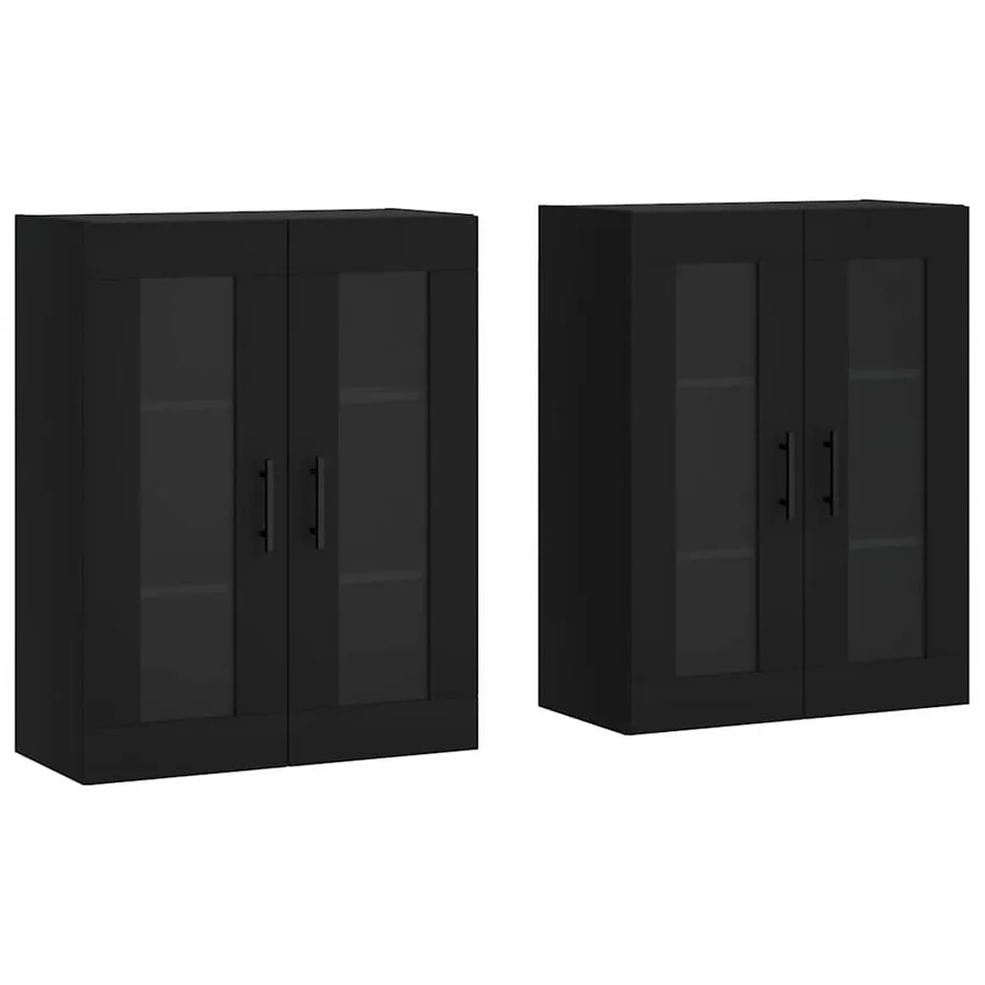 Armoires murales 2 pcs noir bois d'ingénierie - 2
