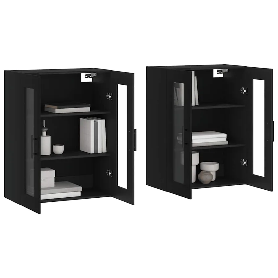 Armoires murales 2 pcs noir bois d'ingénierie - 3