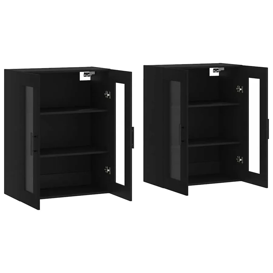 Armoires murales 2 pcs noir bois d'ingénierie - 4