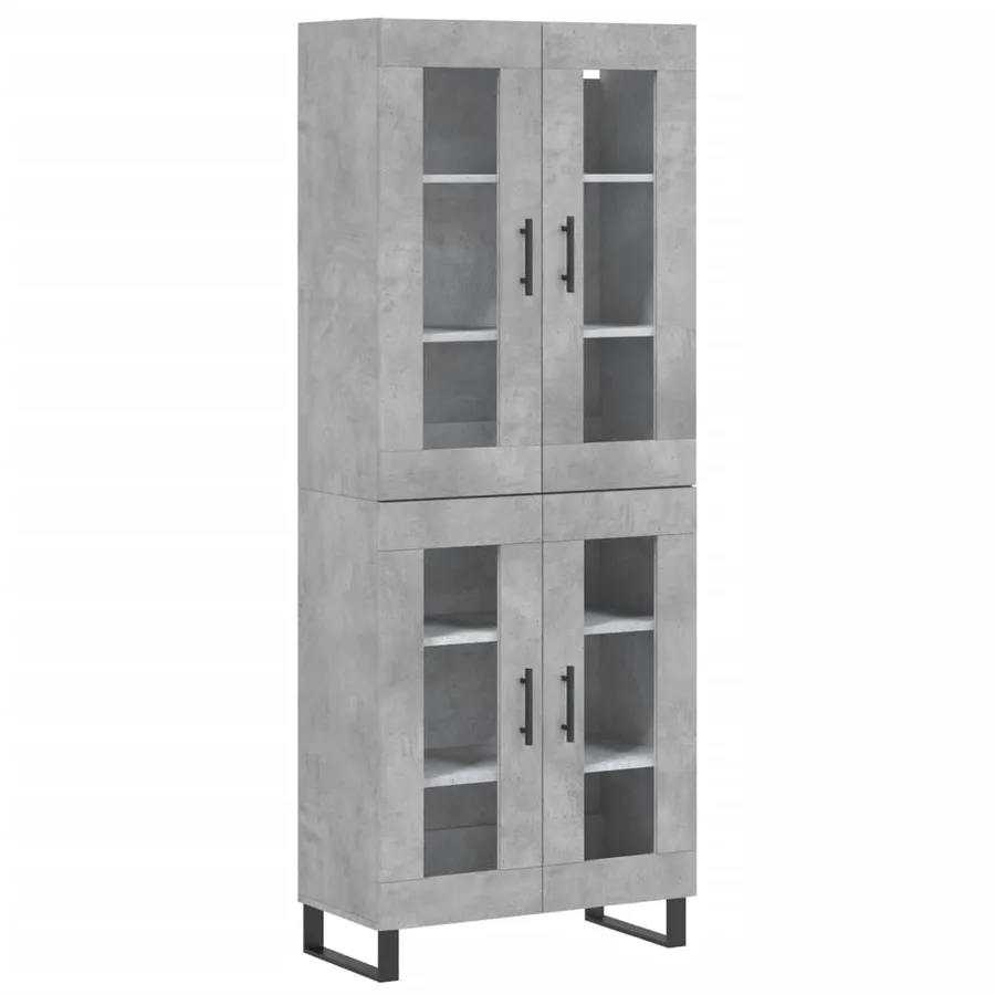 Buffet haut Gris béton 69,5x34x180 cm Bois d'ingénierie - 2