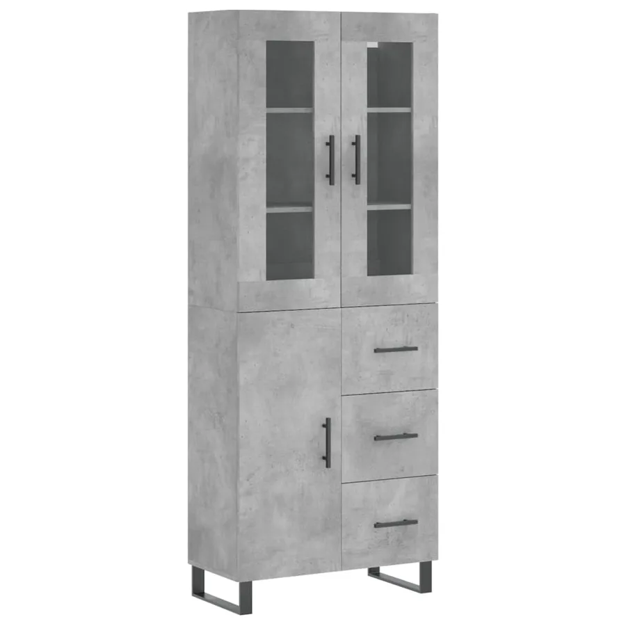 Buffet haut Gris béton 69,5x34x180 cm Bois d'ingénierie - 2