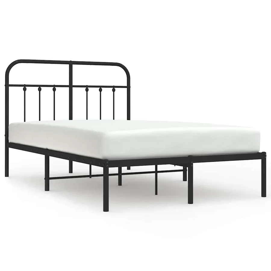Cadre de lit métal sans matelas avec tête de lit noir 120x190cm - 2