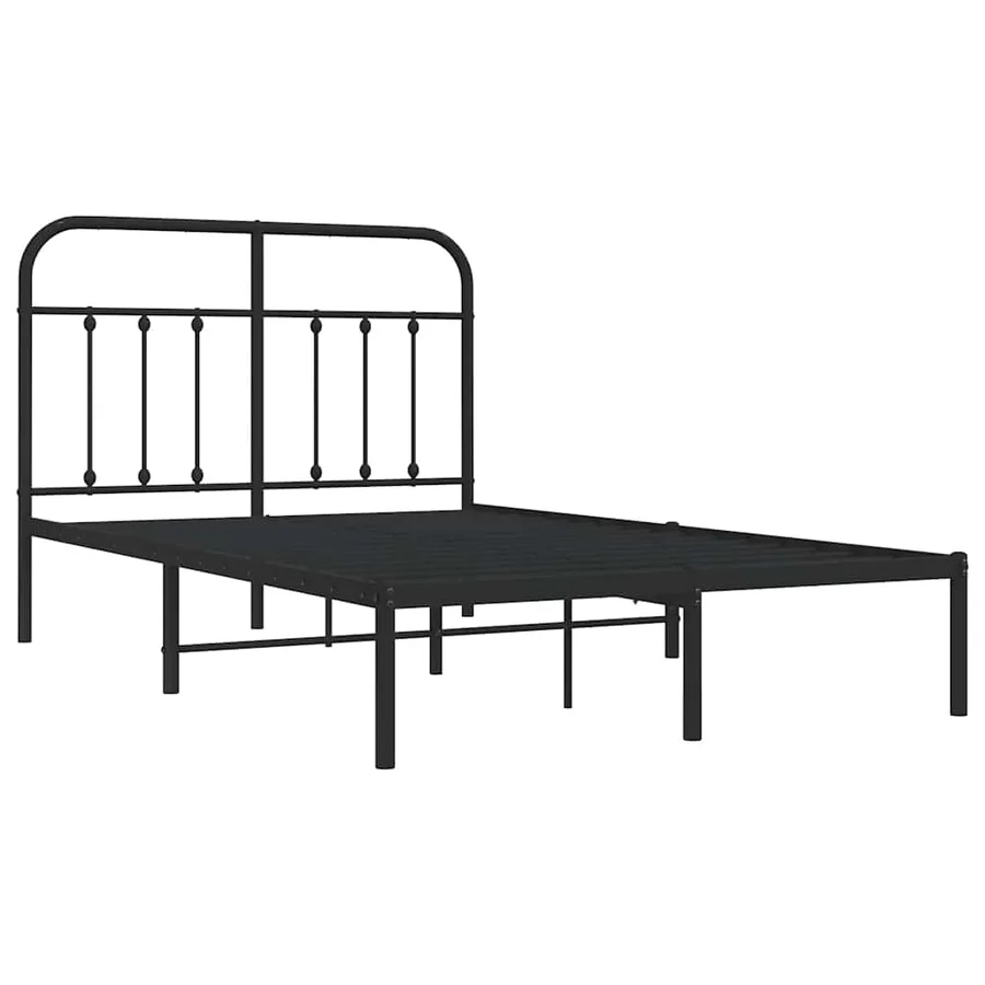 Cadre de lit métal sans matelas avec tête de lit noir 120x190cm - 3