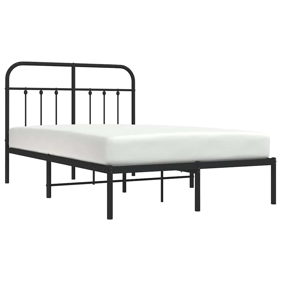Cadre de lit métal sans matelas avec tête de lit noir 120x190cm - 5