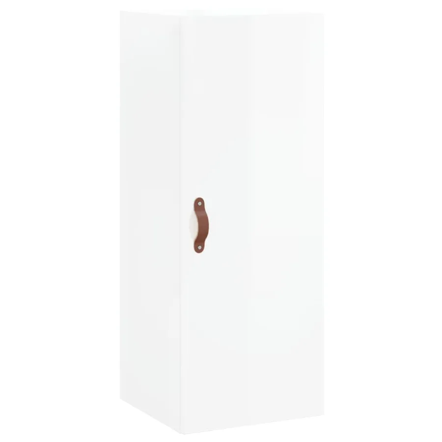 Buffet haut Blanc brillant 34,5x34x180 cm Bois d'ingénierie - 5