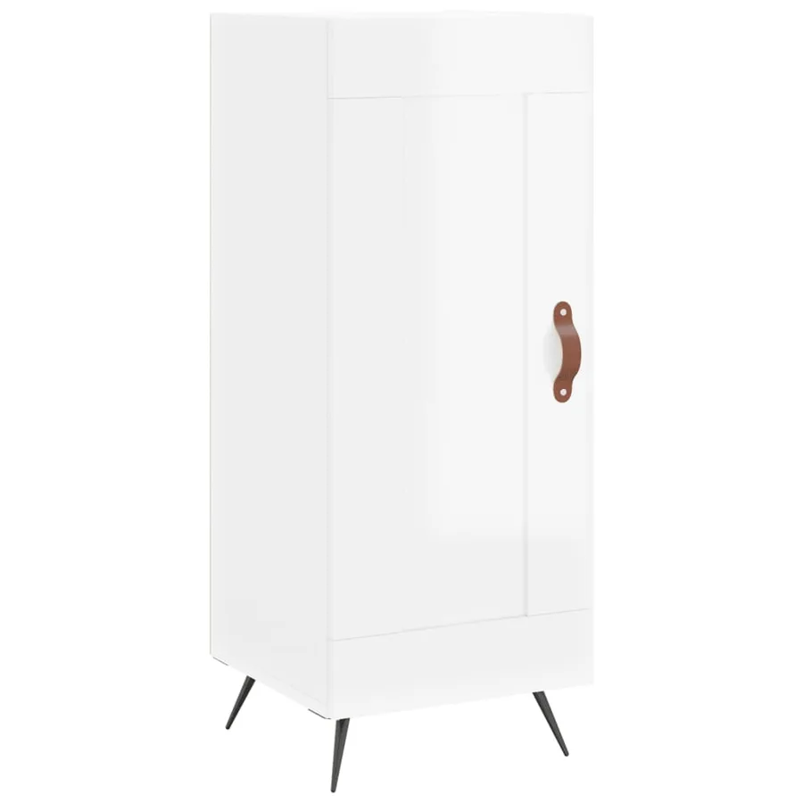 Buffet haut Blanc brillant 34,5x34x180 cm Bois d'ingénierie - 7