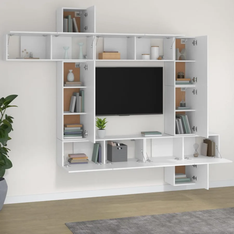 Ensemble de meubles TV 9 pcs Blanc Bois d'ingénierie - 3