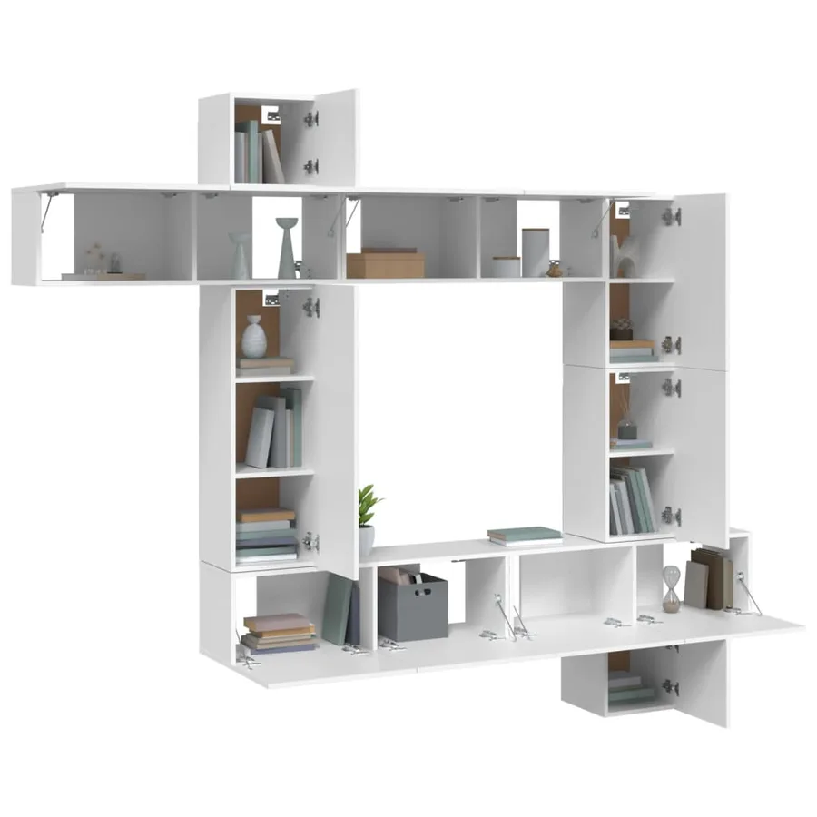 Ensemble de meubles TV 9 pcs Blanc Bois d'ingénierie - 4