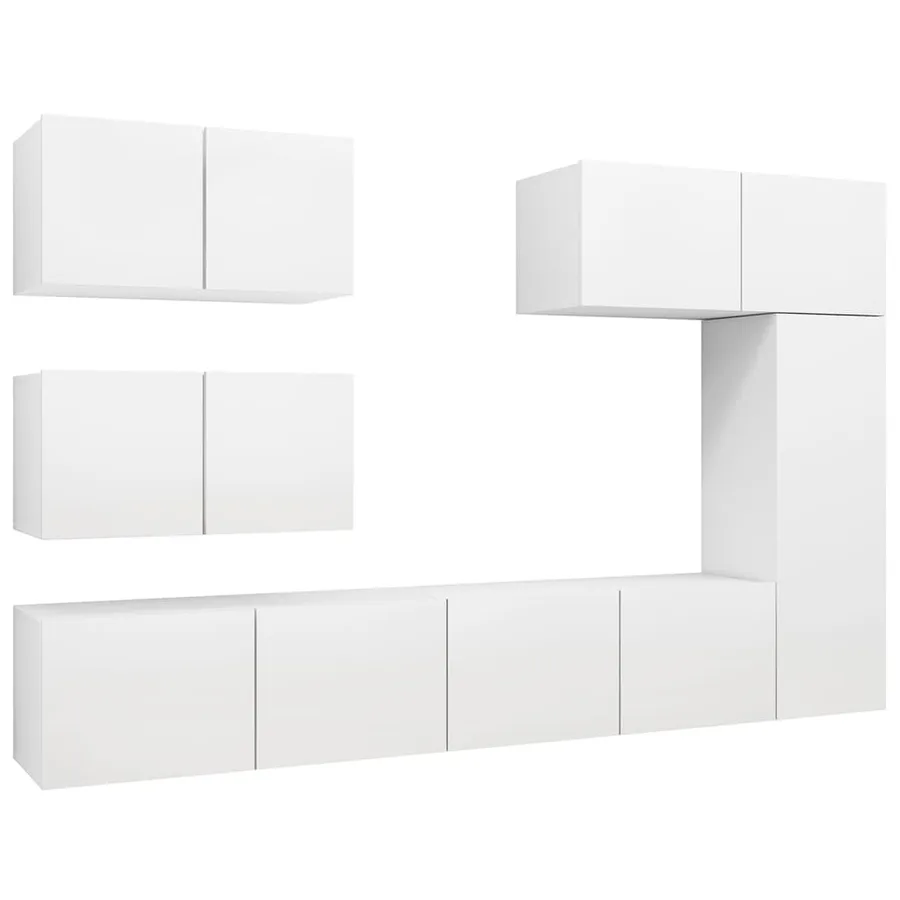 Ensemble de meubles TV 6 pcs Blanc Bois d'ingénierie - 2