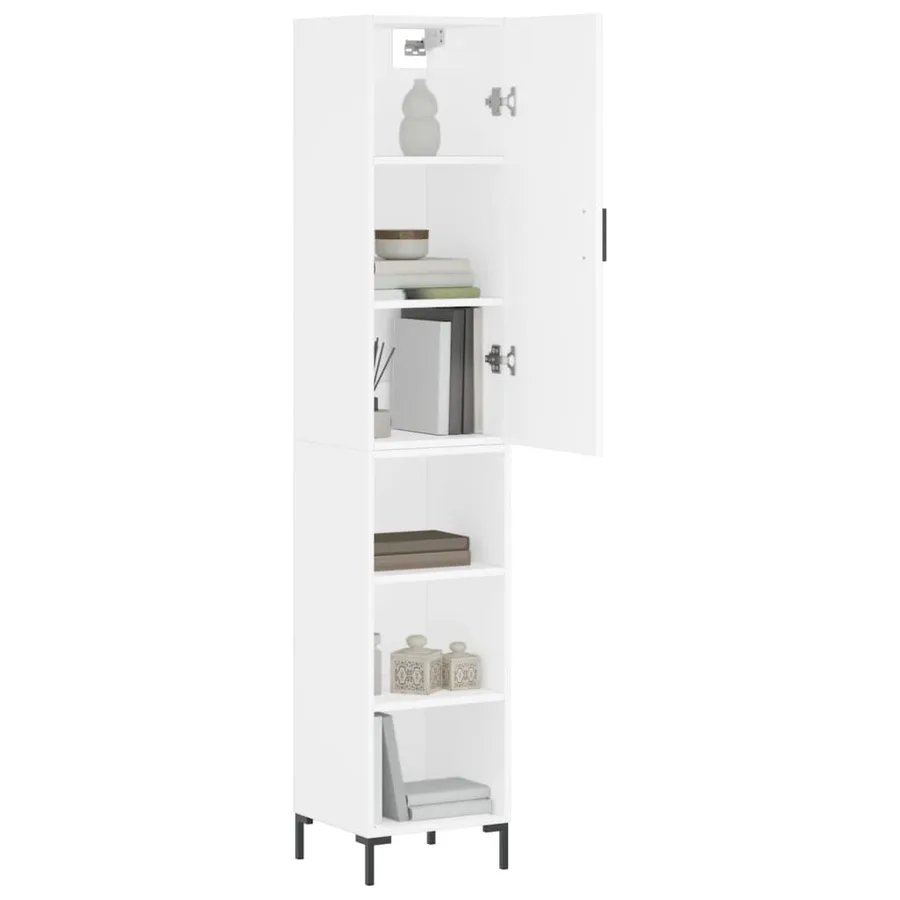 Buffet haut Blanc 34,5x34x180 cm Bois d'ingénierie - 3