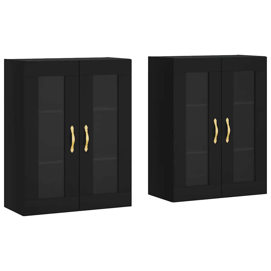 Armoires murales 2 pcs noir bois d'ingénierie - 2
