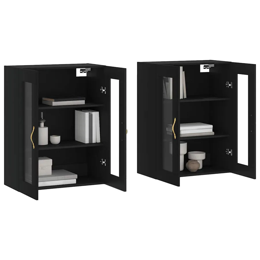 Armoires murales 2 pcs noir bois d'ingénierie - 3