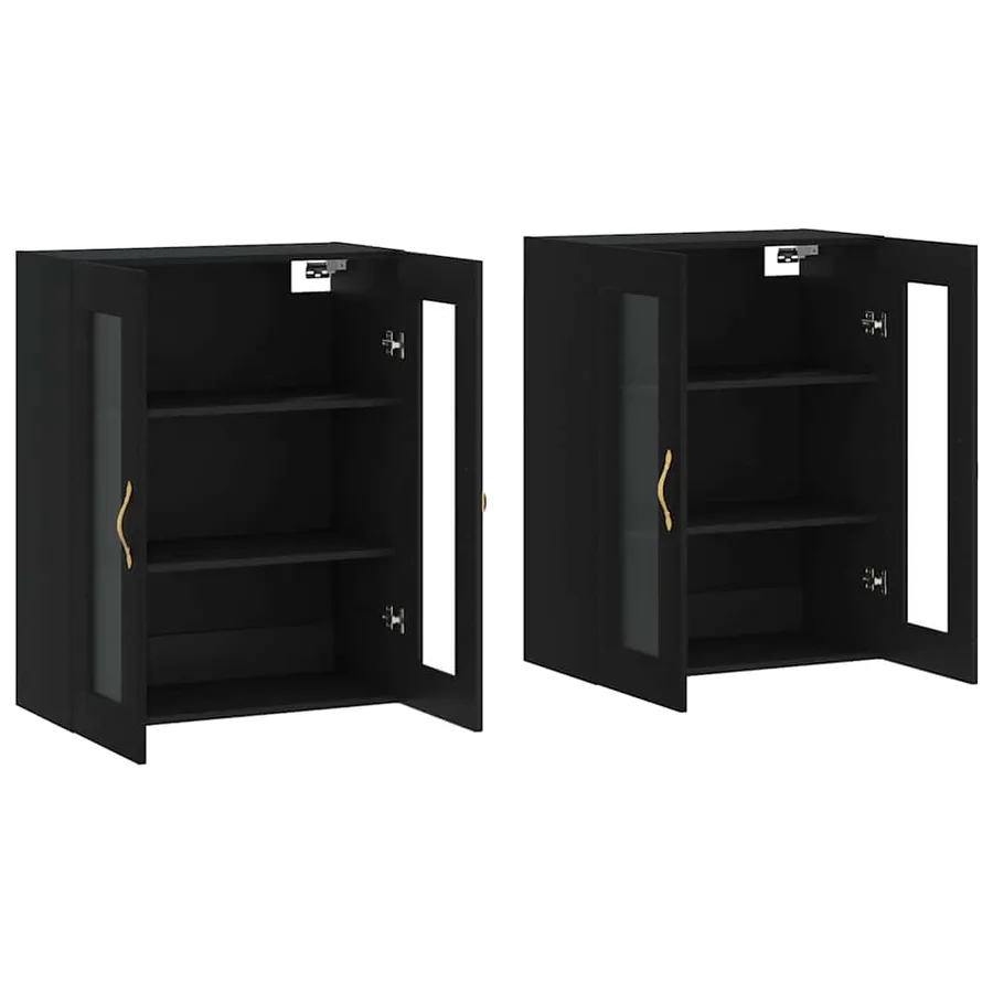 Armoires murales 2 pcs noir bois d'ingénierie - 4