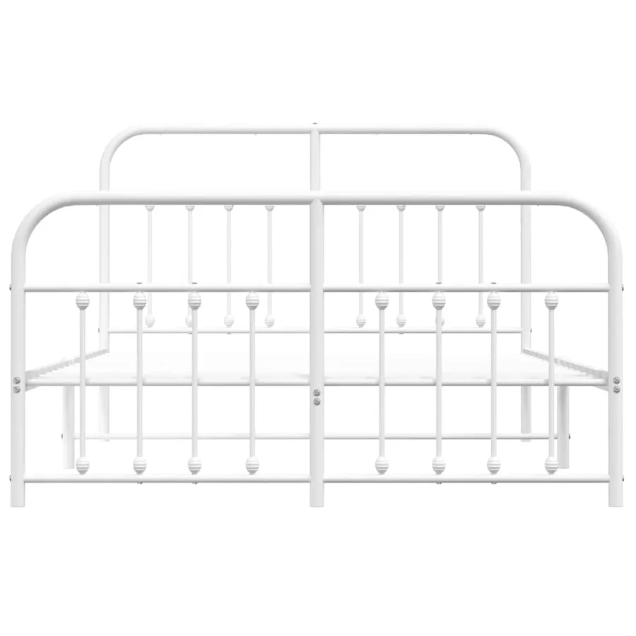 Cadre de lit métal sans matelas et pied de lit blanc 135x190 cm - 6