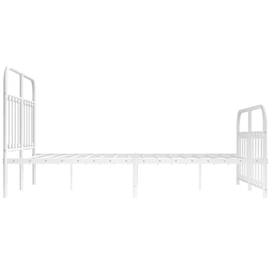 Cadre de lit métal sans matelas et pied de lit blanc 135x190 cm - 7
