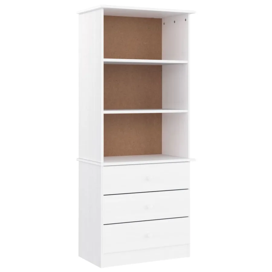 Bibliothèque et tiroirs ALTA blanc 60x35x142 cm bois massif pin - 2