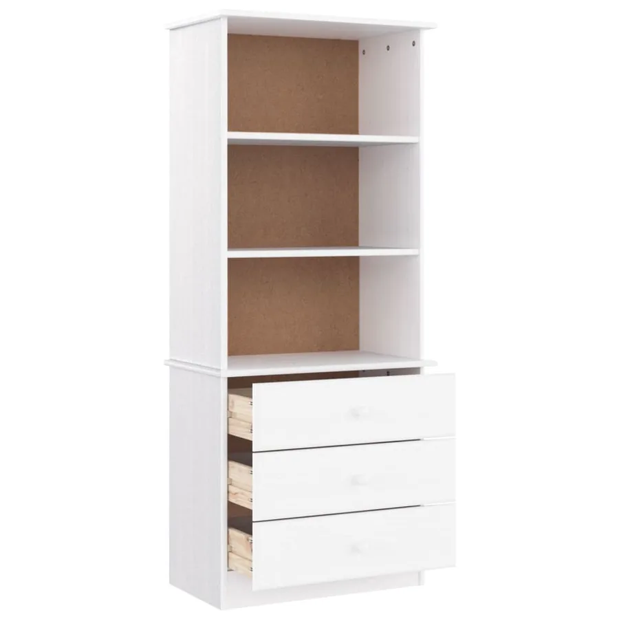 Bibliothèque et tiroirs ALTA blanc 60x35x142 cm bois massif pin - 4