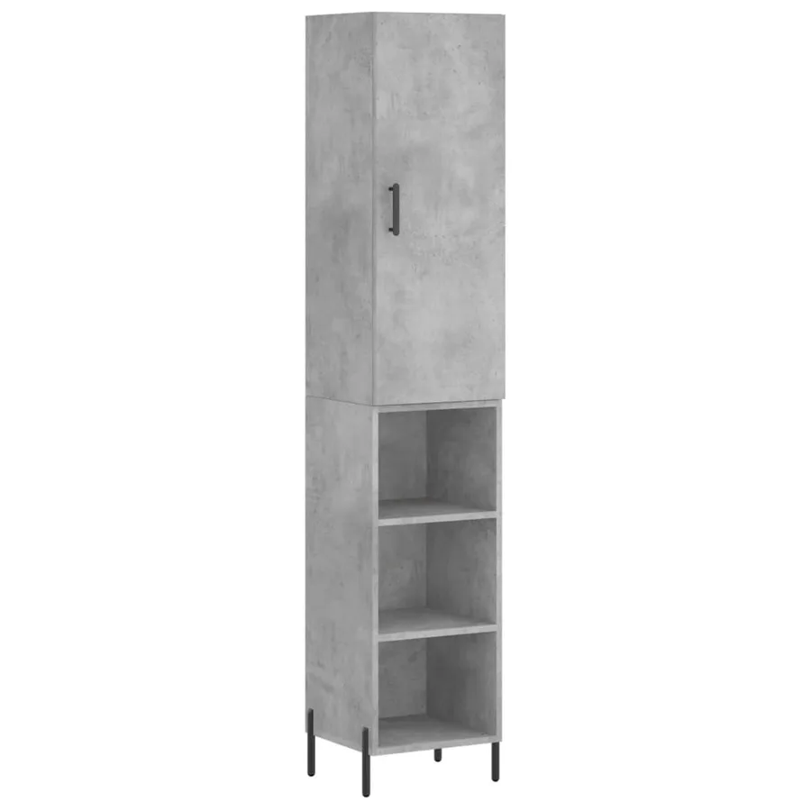 Buffet haut Gris béton 34,5x34x180 cm Bois d'ingénierie - 2