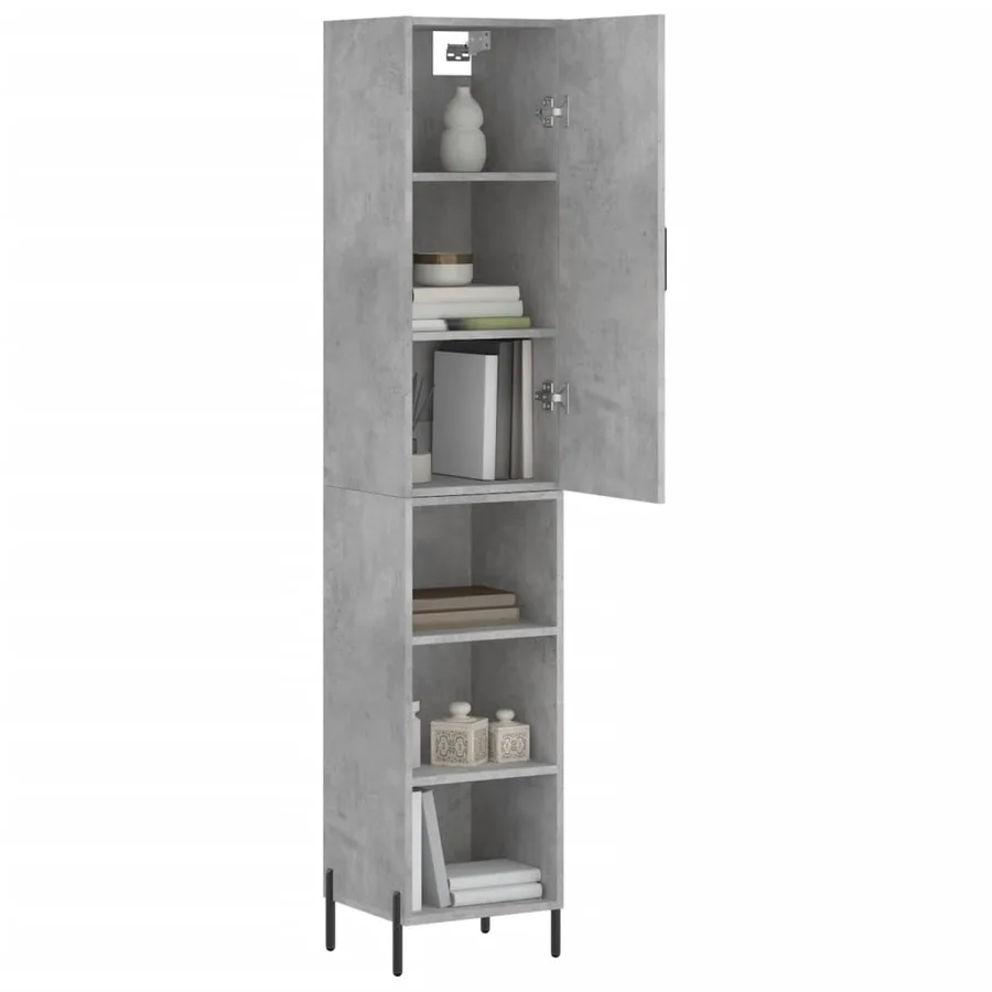 Buffet haut Gris béton 34,5x34x180 cm Bois d'ingénierie - 3