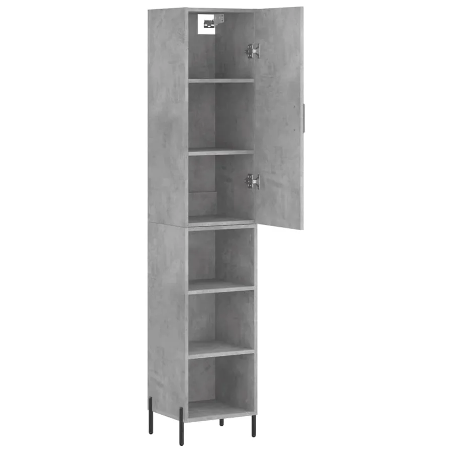Buffet haut Gris béton 34,5x34x180 cm Bois d'ingénierie - 4