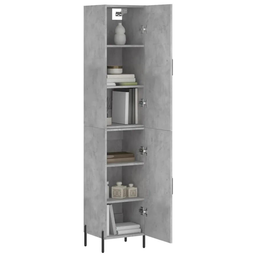 Buffet haut Gris béton 34,5x34x180 cm Bois d'ingénierie - 3