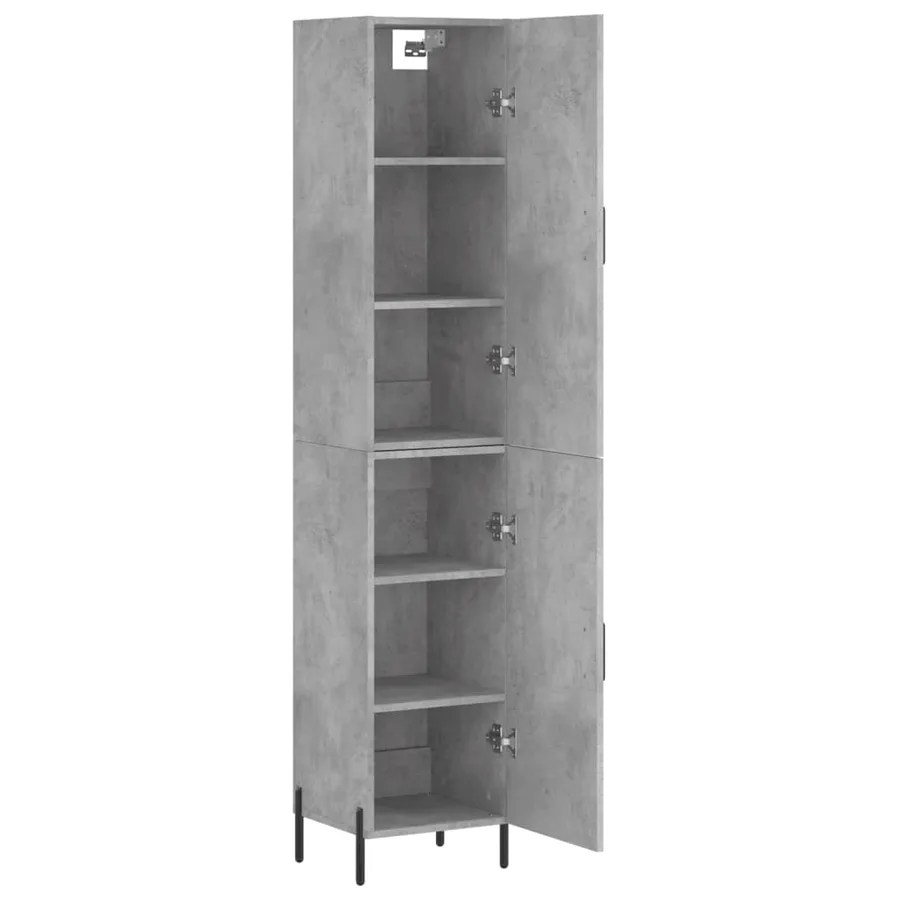 Buffet haut Gris béton 34,5x34x180 cm Bois d'ingénierie - 4