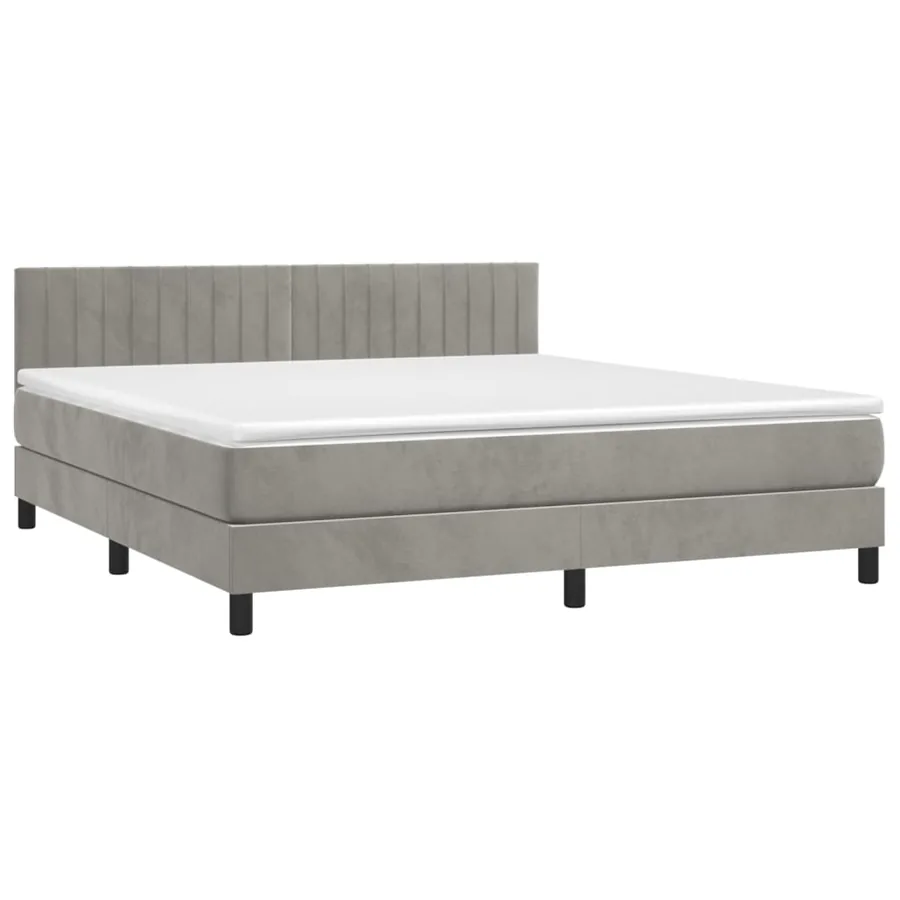 Sommier à lattes de lit et matelas Gris clair 160x200cm Velours - 3