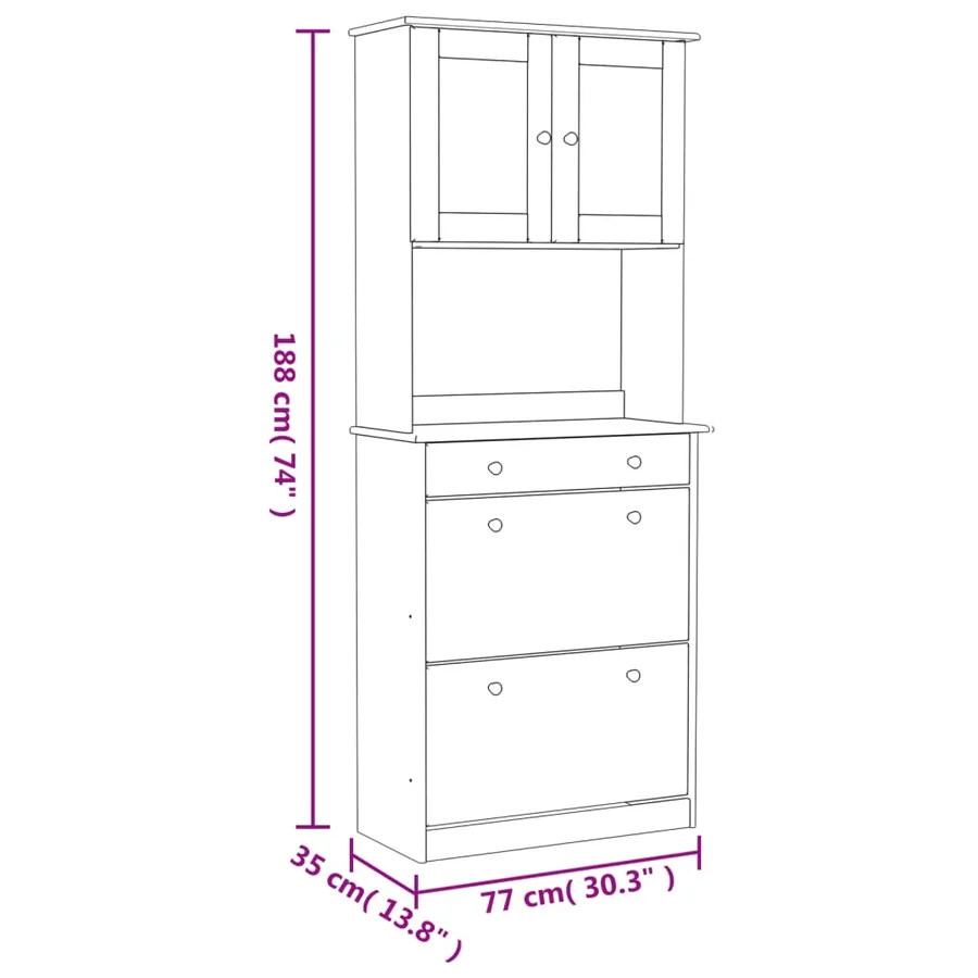 Buffet ALTA 77x35x188 cm bois massif de pin - 12