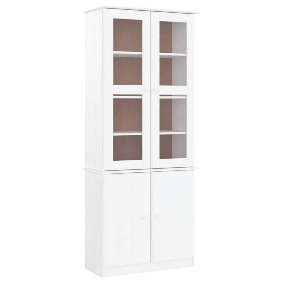Vitrine en verre ALTA blanc 77x35x186,5 cm bois de pin massif - 2