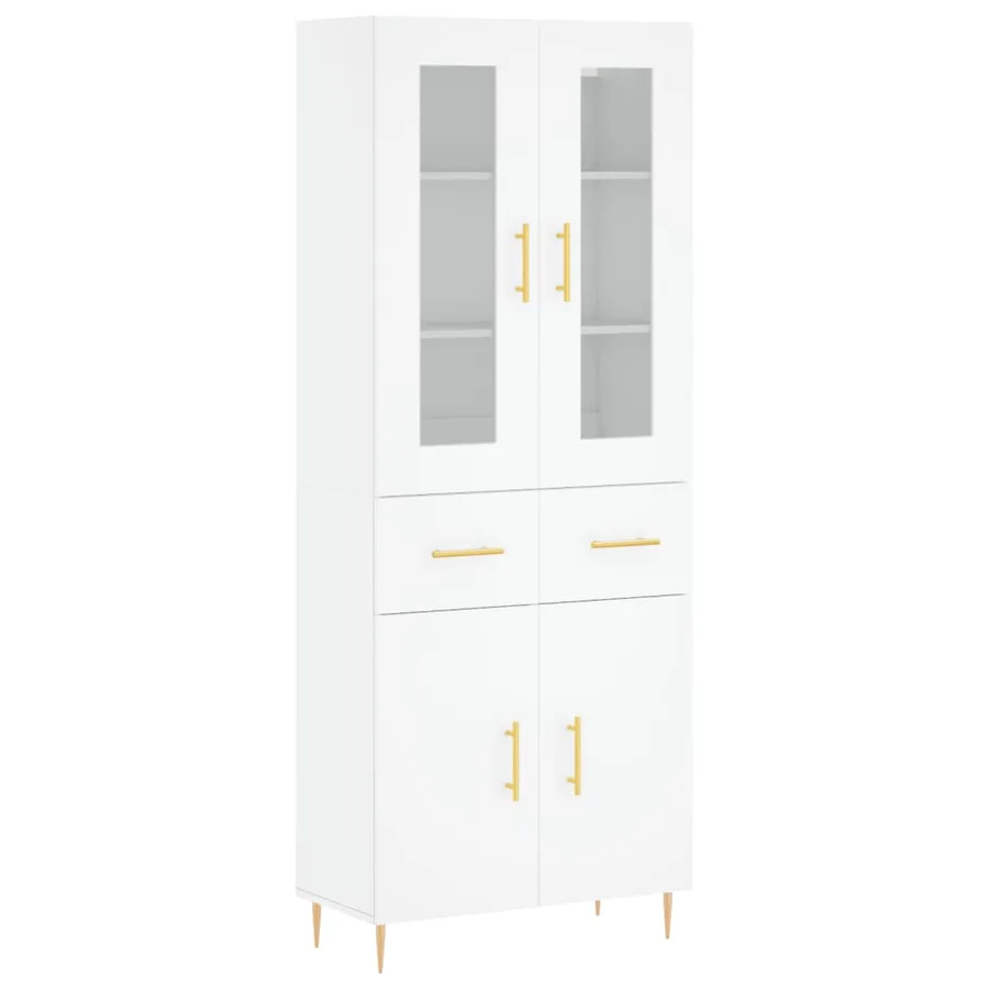 Buffet haut Blanc 69,5x34x180 cm Bois d'ingénierie - 2