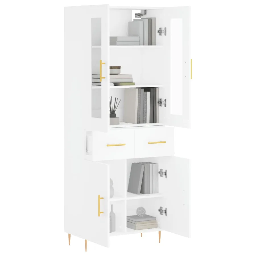 Buffet haut Blanc 69,5x34x180 cm Bois d'ingénierie - 3