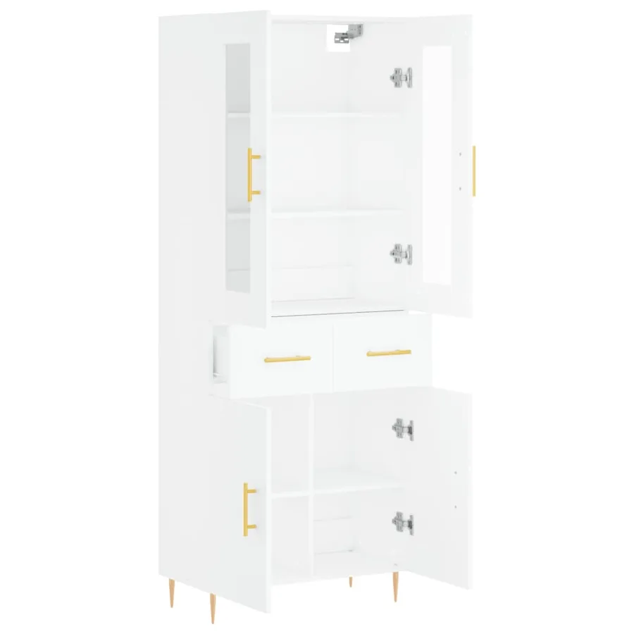 Buffet haut Blanc 69,5x34x180 cm Bois d'ingénierie - 4