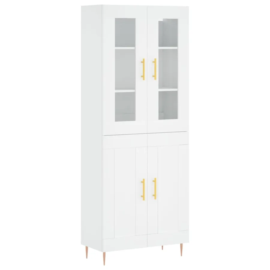 Buffet haut Blanc 69,5x34x180 cm Bois d'ingénierie - 2