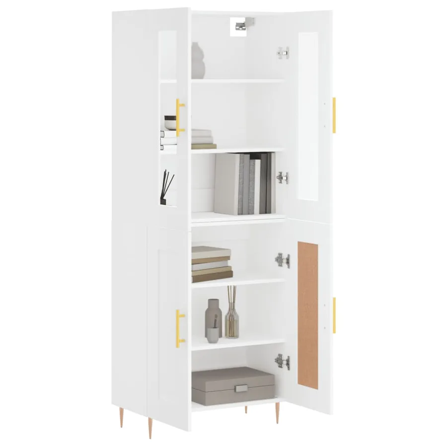 Buffet haut Blanc 69,5x34x180 cm Bois d'ingénierie - 3