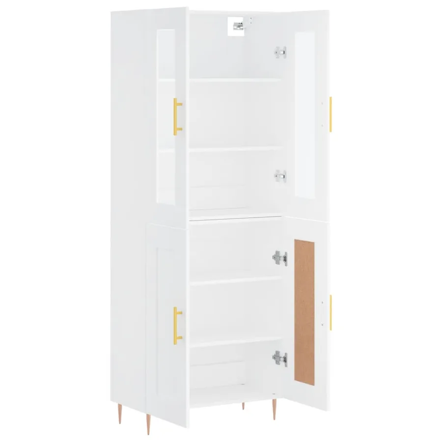 Buffet haut Blanc 69,5x34x180 cm Bois d'ingénierie - 4