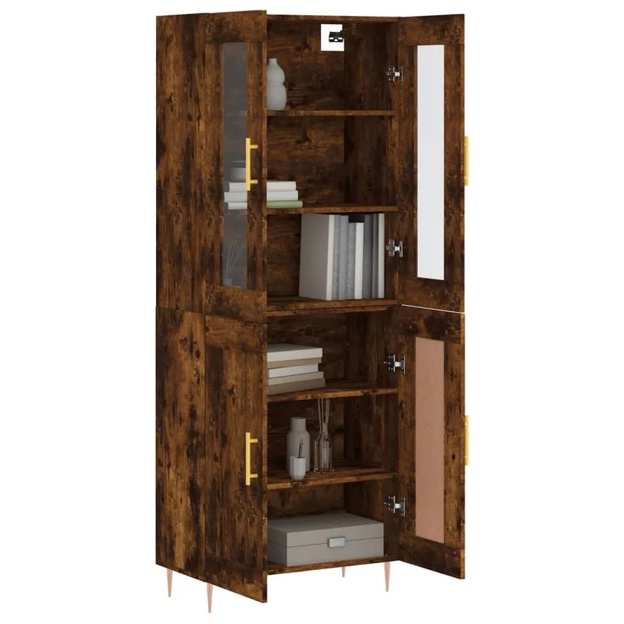 Buffet haut Chêne fumé 69,5x34x180 cm Bois d'ingénierie - 3