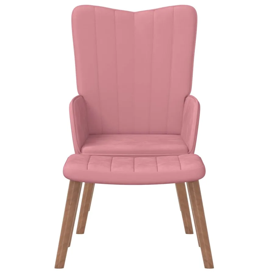 Chaise de relaxation avec repose-pied Rose Velours - 3