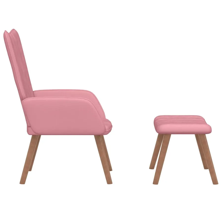 Chaise de relaxation avec repose-pied Rose Velours - 4