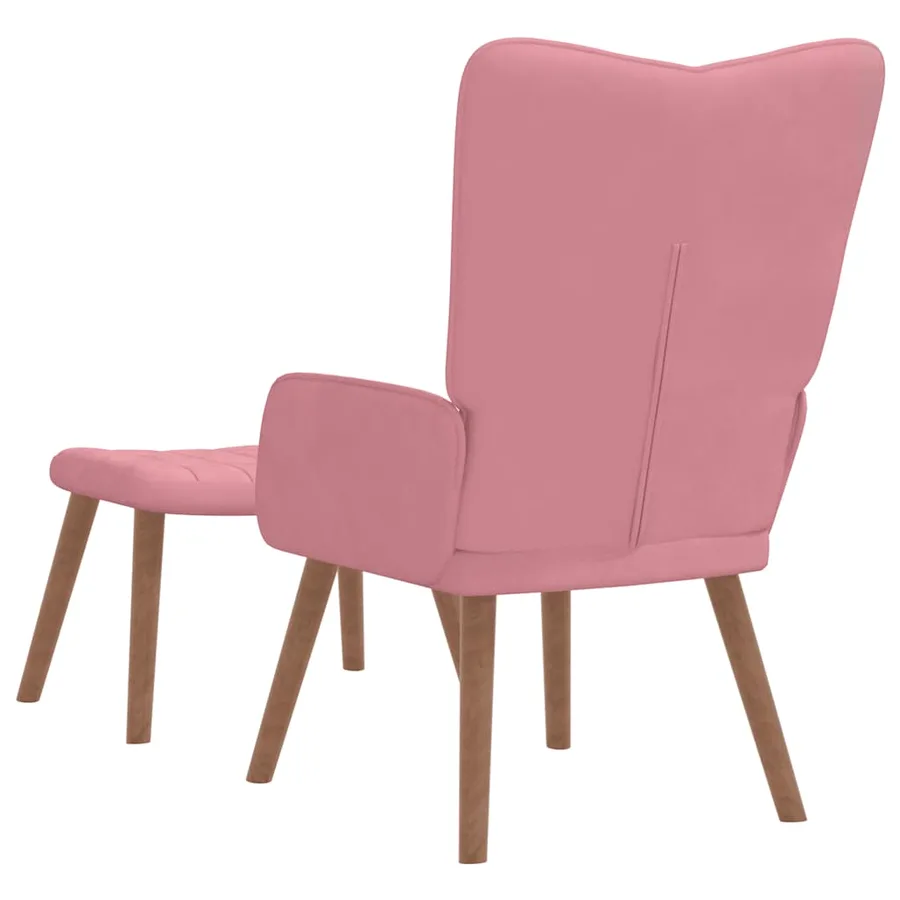 Chaise de relaxation avec repose-pied Rose Velours - 5