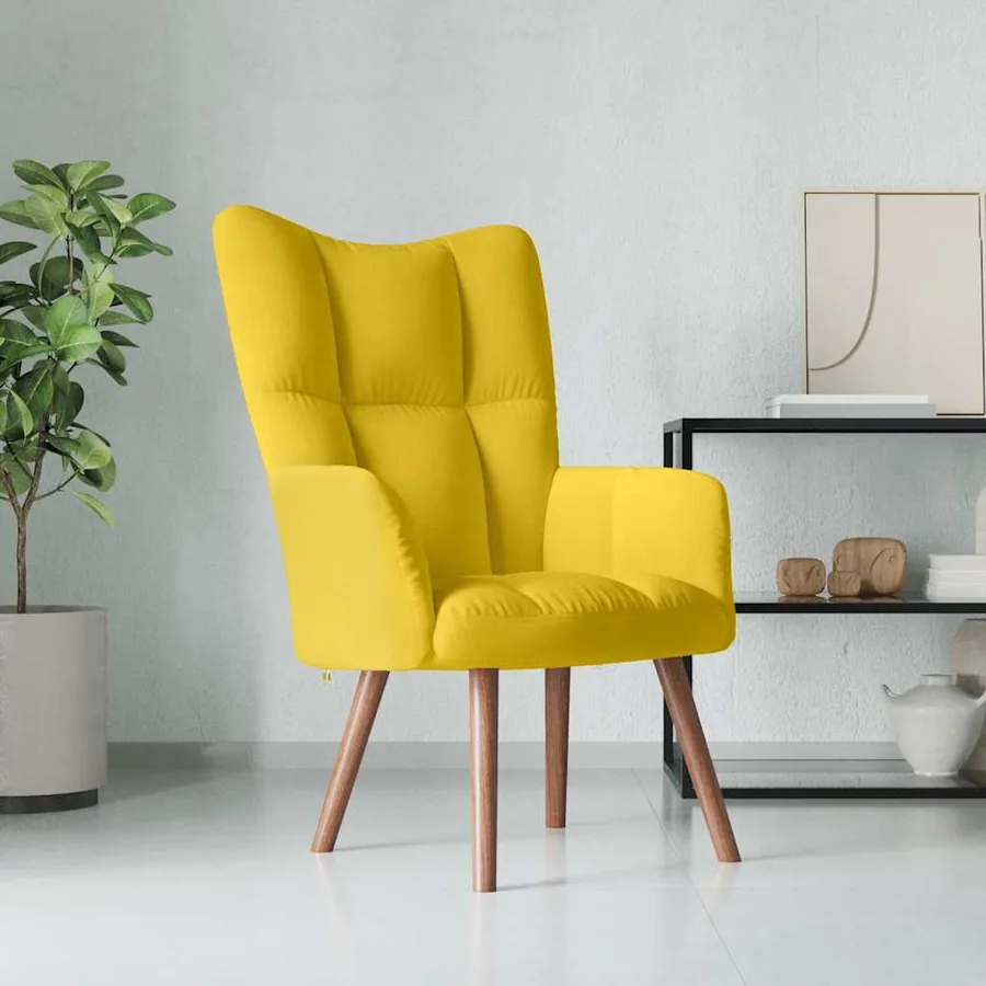 Chaise de relaxation Jaune moutarde Velours