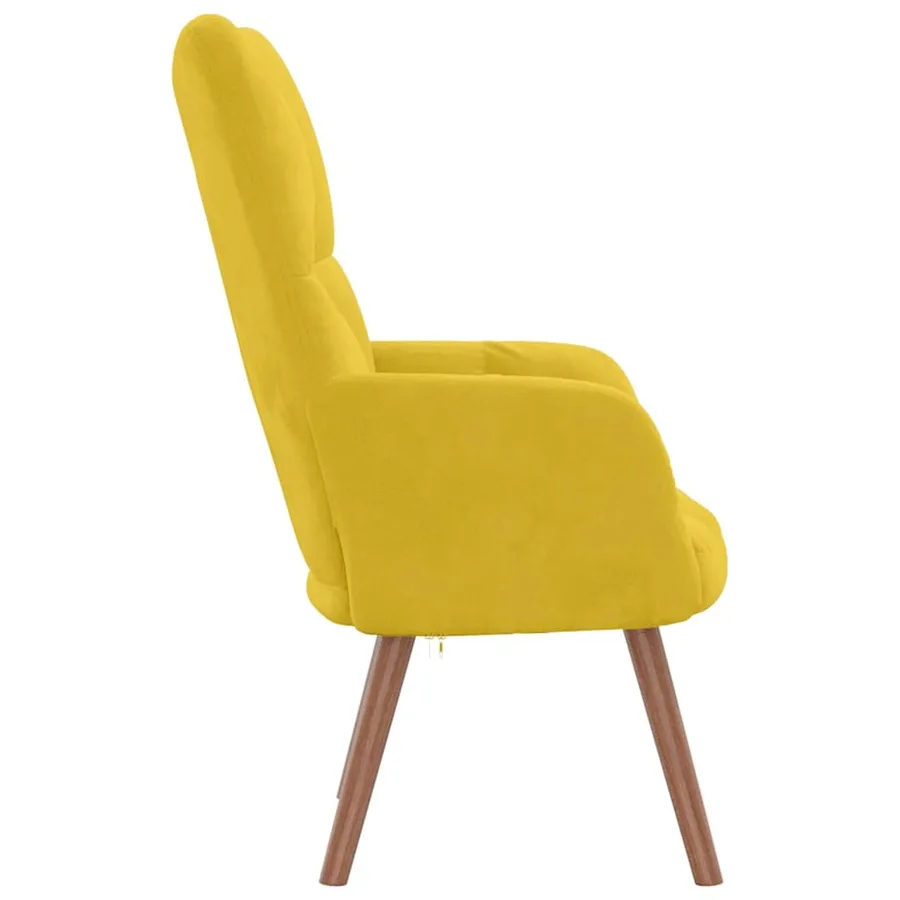 Chaise de relaxation Jaune moutarde Velours - 4